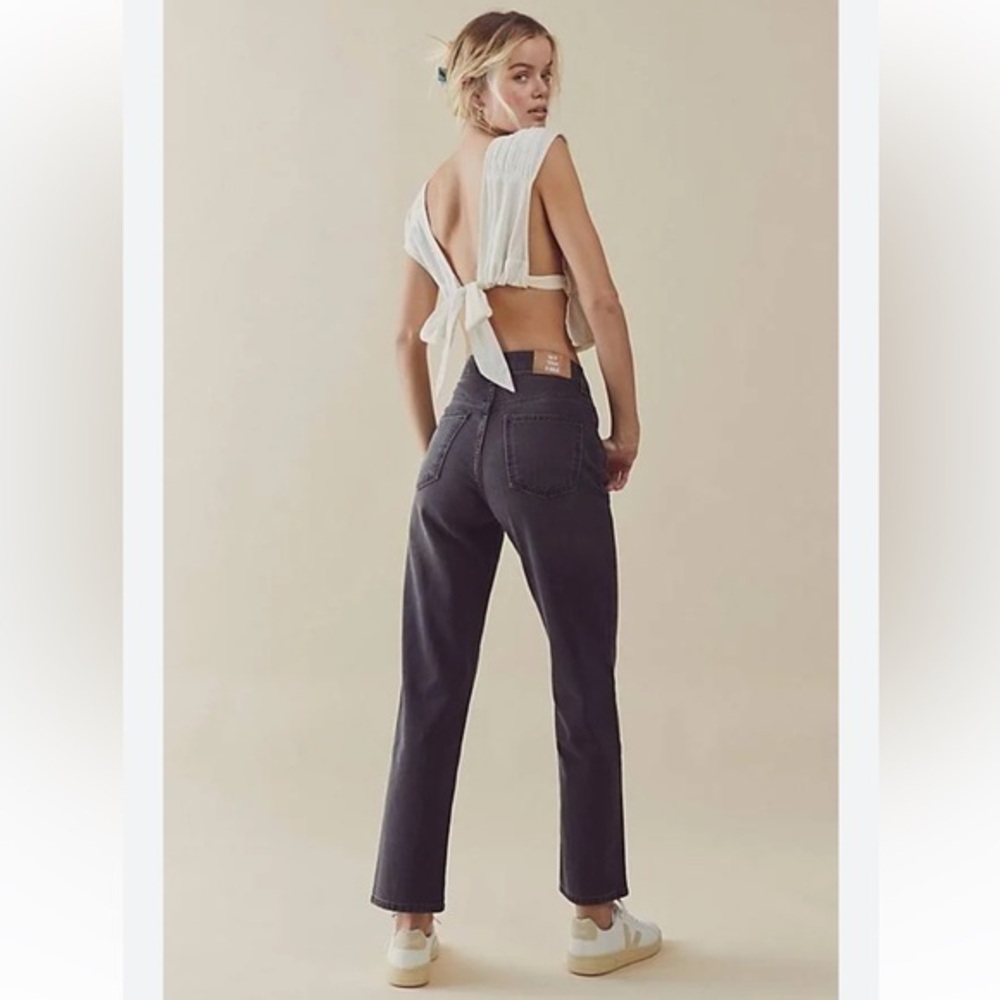 NWT Free People We The Free Pacifica Worn Black Straight Leg Jeans 31